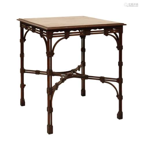 Early 20th Century Chippendale Revival mahogany occasional table, the moulded square top on four