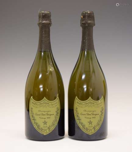 Two bottles Dom Perignon Brut Champagne 1993 vintage (2) Condition: Levels and seal is good, minor