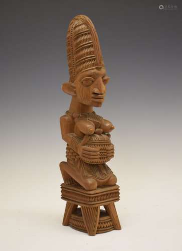 Ethnographica - Joseph Adeyemi Fakeye (Ibadan, Nigeria, b.1931) - Carved Obeche wood Yoruba