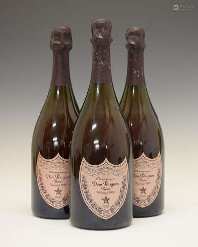 Three bottles Dom Perignon Rosé Champagne 1995 vintage (3) Condition: Levels and seal are good,