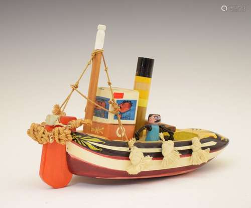 Sam Smith of Dartmouth, (1908-1983) - Wooden model flat bottom steam fishing boat, The Mermaid, with