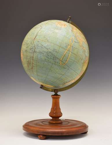 Early 20th Century W. & A.K. Johnston's New Century 12-inch Terrestrial Globe, with brass sector