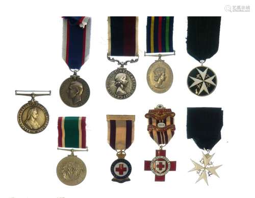 Mixed group of nine British medals, comprising St Johns Ambulance Long Service Medal awarded to