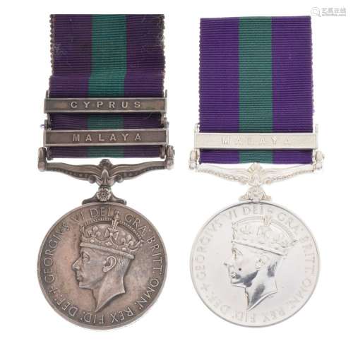 George VI British General Service Medal awarded to 22242285 Signal RA Bick having Malaya clasp,