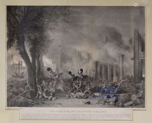 After T.L. Rowbotham & W. Muller - Lithograph by L. Haghe - Charge of the Third Dragoon Guards, upon