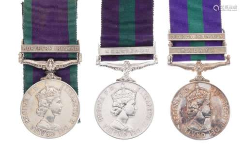 Two Elizabeth II General Service Medals awarded to 23472740 Corporal James Ganley of the Army