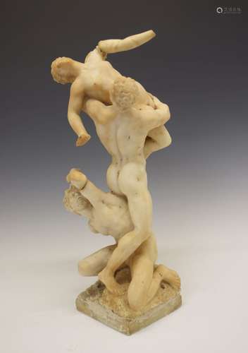 19th Century 'Grand Tour' souvenir carved alabaster figure group, of the Kidnapping (Rape) of the