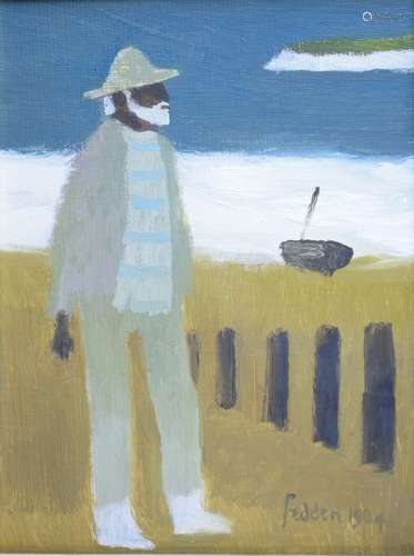 Mary Fedden RA (1915-2012) - Oil on board - Portrait of the artists husband Julian Trevelyan, signed