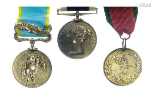 Victorian Crimea War Medal Pair awarded to Henry Wrate, who served on HMS Vulcan comprising: