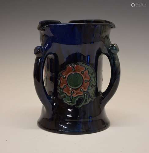 Elton Ware tyg, decorated with foliage, on a mottled green and blue ground, base with painted