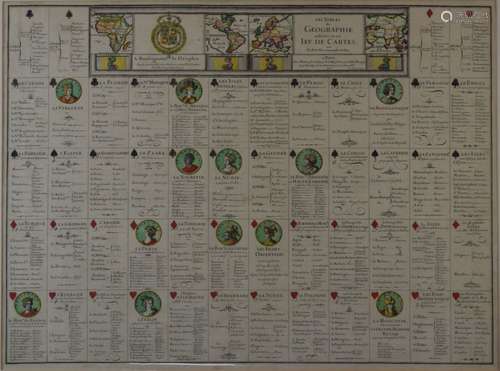 Pierre Du Val - Coloured engraving - Les Tables de Geographie, reduites en vu, Jeu de Cartes, each