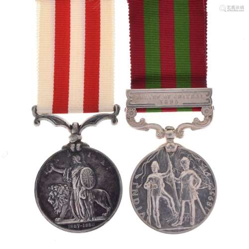 Queen Victoria Indian Mutiny Medal 1857-58 awarded to Hy Lumsden. 1st Bombay Eur Fusiliers, together