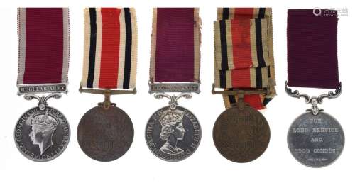 Three British Army Long Service and Good Conduct Medals awarded to 850483 Sergeant E Brown of the