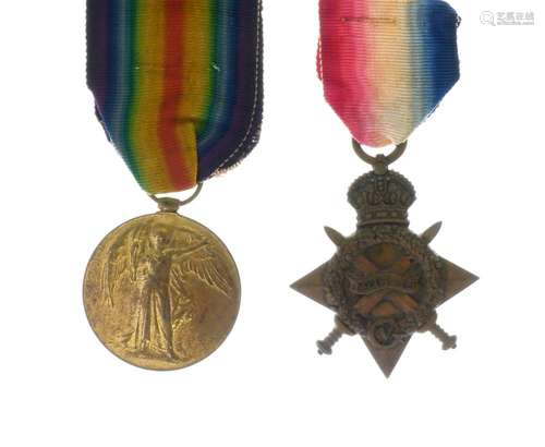 First World War Medal Pair awarded to 13680 Corporal WT Evans of Shropshire Light Infantry