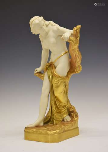 Royal Worcester figure - The Bather Surprised, after Sir Thomas Brock, modelled as a classical