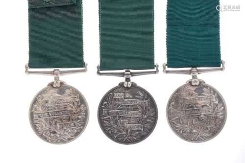 Three Victorian Volunteer Forces Long Service and Good Conduct Medals, all with ribbon