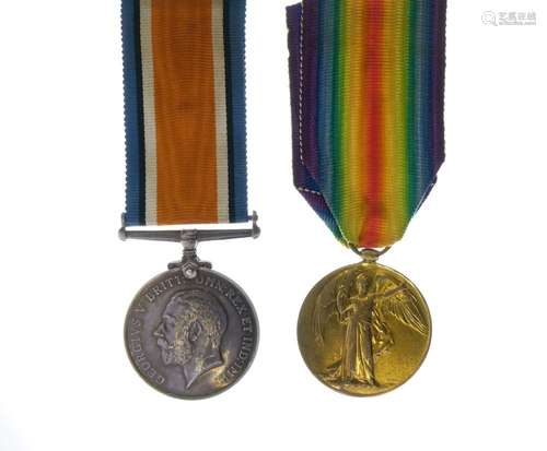 British First World War Medal Pair awarded to 2861 Private RJ Harding of the Gloucester Yeomanry