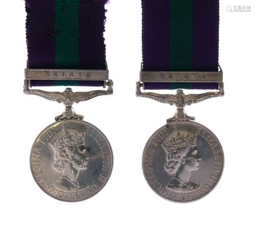 Two Elizabeth II British General Service Medals awarded to HG Kamaruddin P Shariff, having Malaya