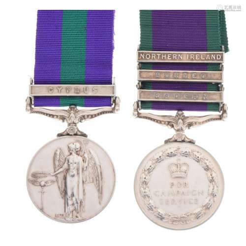 Elizabeth II General Service Medal, having Cyprus clasp awarded to 22548206 Signal EPE Swain of