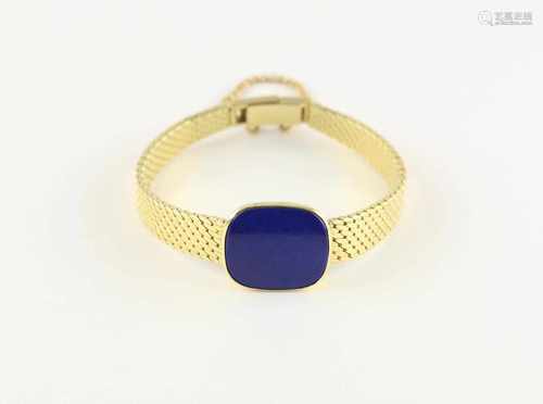 ARMBAND, 750/ooo Gelbgold, Lapis-Lazuli-Plättchen, L 18, 36,6g