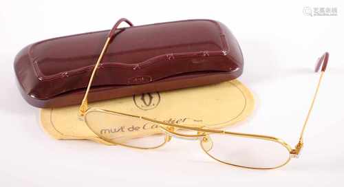 CARTIER-BRILLE, Metall, vergoldet bzw. versilbert, numm. 53 und 20, Bügelnr. 130, CARTIER, PARIS,