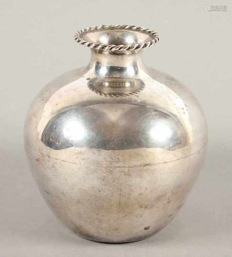 VASE, 800/ooo, Kordelrand, H 14, 285g, minst. gedellt, WILKENS, BREMEN, 20.Jh.