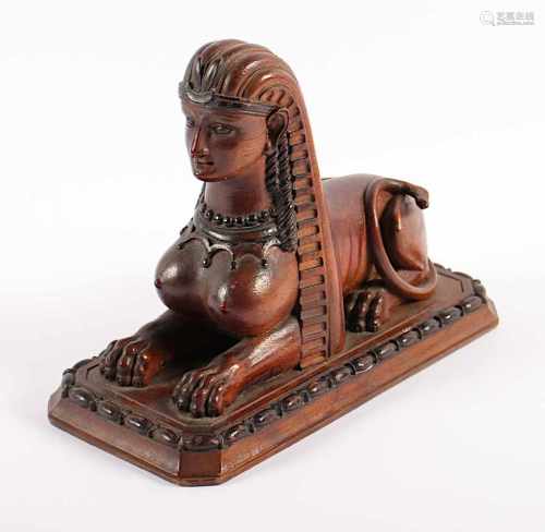 SPHINX, Holz, geschnitzt, L 22, 20.Jh.