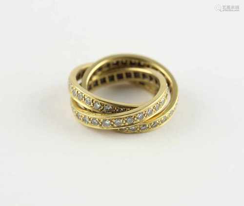 TRINITY-MEMORYRING, 750/ooo Gelbgold, besetzt mit kleinen Diamanten von zusammen ca. 1,5 ct., RG 43,