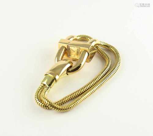 SCHMUCKARMBANDUHR, 750/ooo Gelbgold, Schlangenband, L 19,5, 65,8g, gangbar, signiert VAN CLEEF &