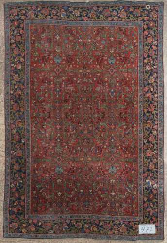 Carpette Ispahan en laine faite main à décor flora…