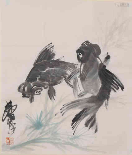 A Chinese Goldfish Painting, Huang Zhou Mark