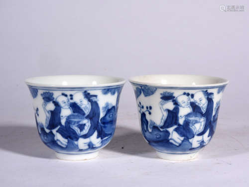 A Pair of Chinese Blue and white Porcelain Cups  