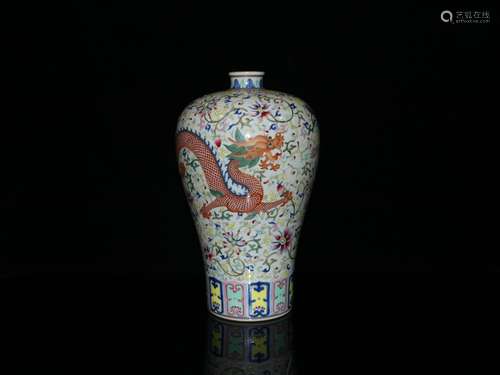 A Chinese Famille Rose Porcelain Plum Vase