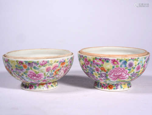 A Pair of Chinese Famille Rose Porcelain Tanks