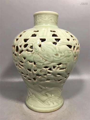 A Chinese Carved Famille Rose Porcelain Vase