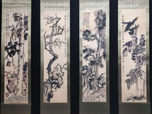 4 Chinese Plant Scrolls