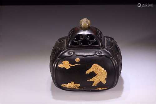 A Chinese Red Sandalwood Incense Burner