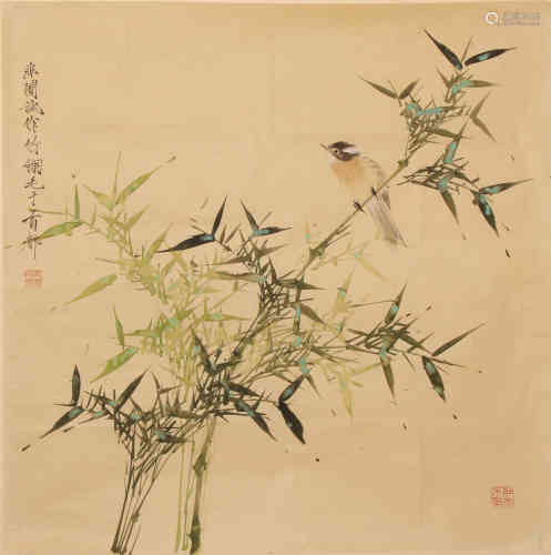 A Chinese Bamboo&Birds Painting, Yu Fei'an Mark