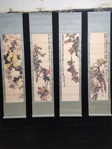 4 Chinese Flower-and-plant Scrolls