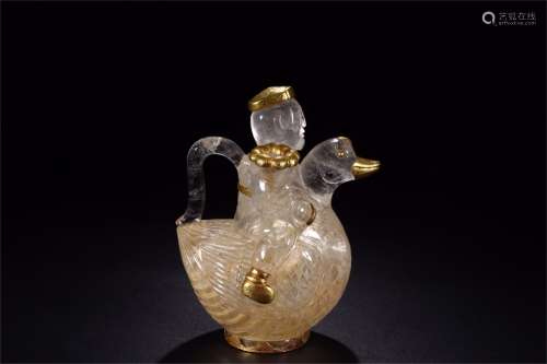 A Chinese Crystal Gold Pot
