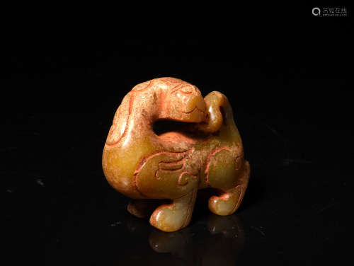 A Chiense Ancient Jade Beast Ornament