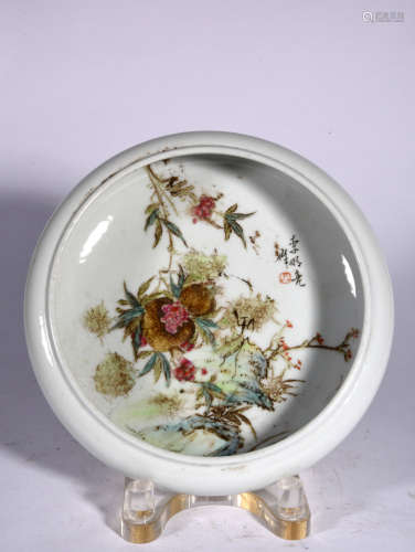 A Chinese Light Crimson Floral Brush Washer