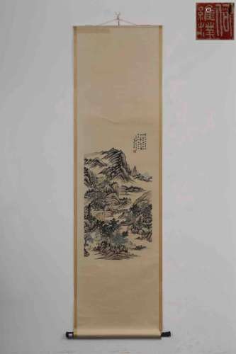 A Chinese Landscape Painting, He Shaoji Mark