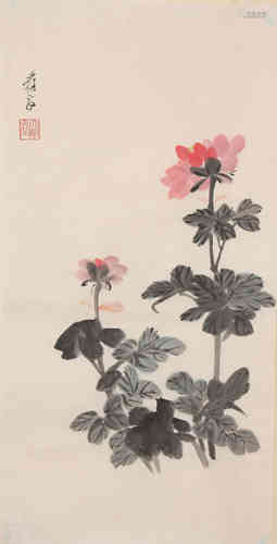 A Chinese Flowers Painting, Zhang Daqian Mark