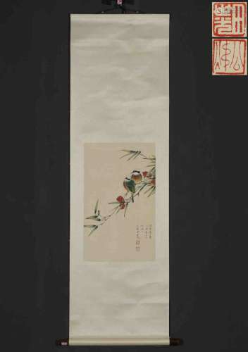A Chinese Bird-and-flower Painting, Tian Shiguang Mark