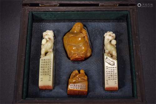A Set of 4 Chinese Tianhuang Stone Seal