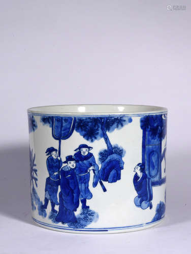 A Chinese Blue and White Porcelain Brush Pot