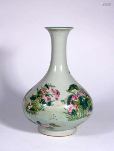 A Chinese Pea Green Glazed Porcelain Vase