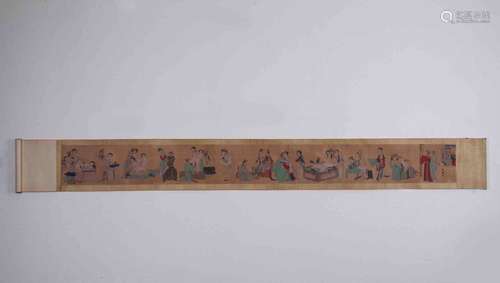 A Chinese Long Silk Scroll