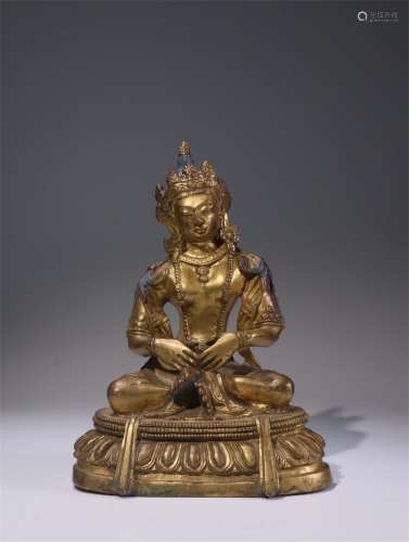 A Chinese Bronze Gilding Tara